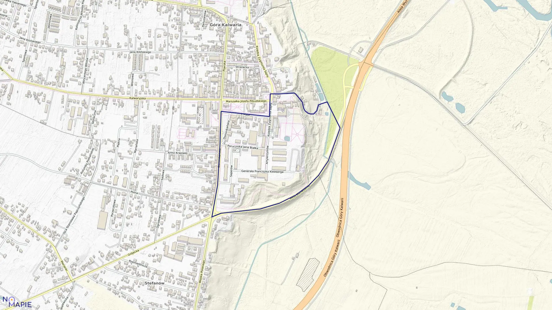 Mapa obrębu 1-02 w gminie Góra Kalwaria