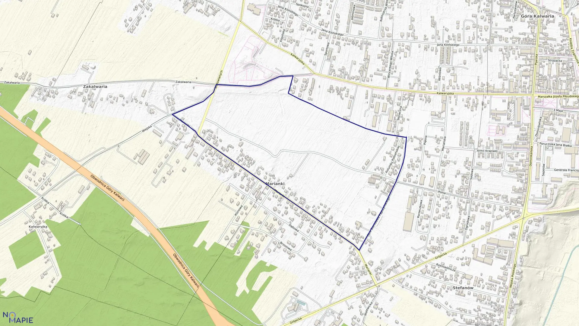 Mapa obrębu 10-02 w gminie Góra Kalwaria