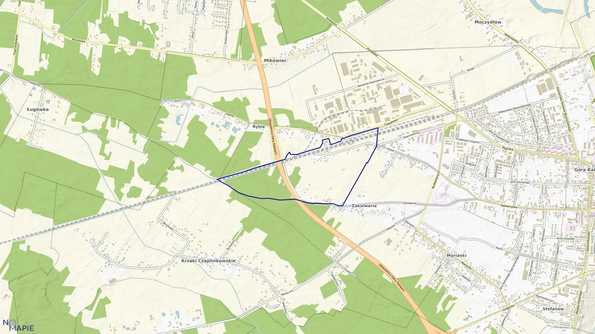 Mapa obrębu 13-01 w gminie Góra Kalwaria