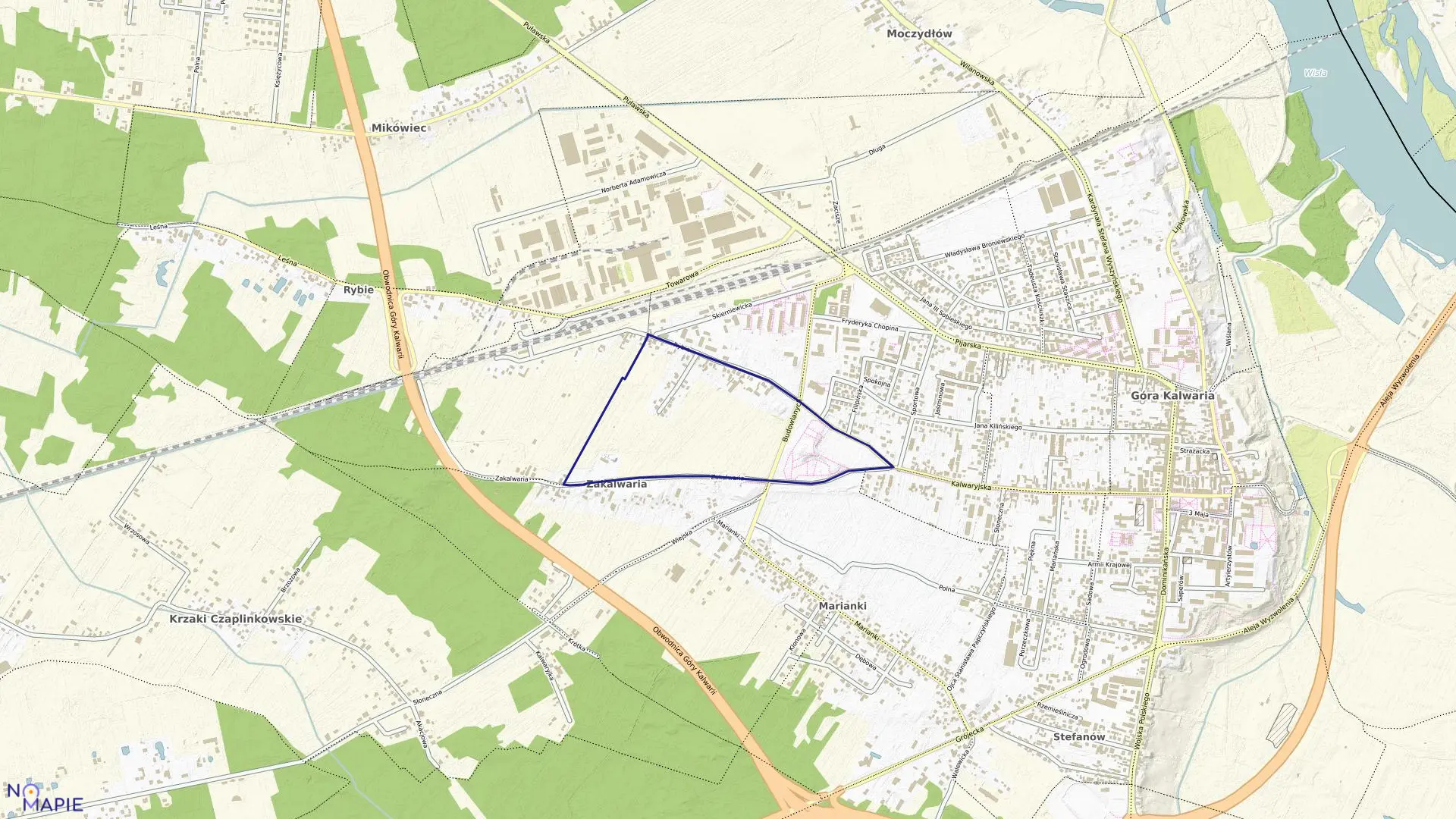 Mapa obrębu 13-02 w gminie Góra Kalwaria