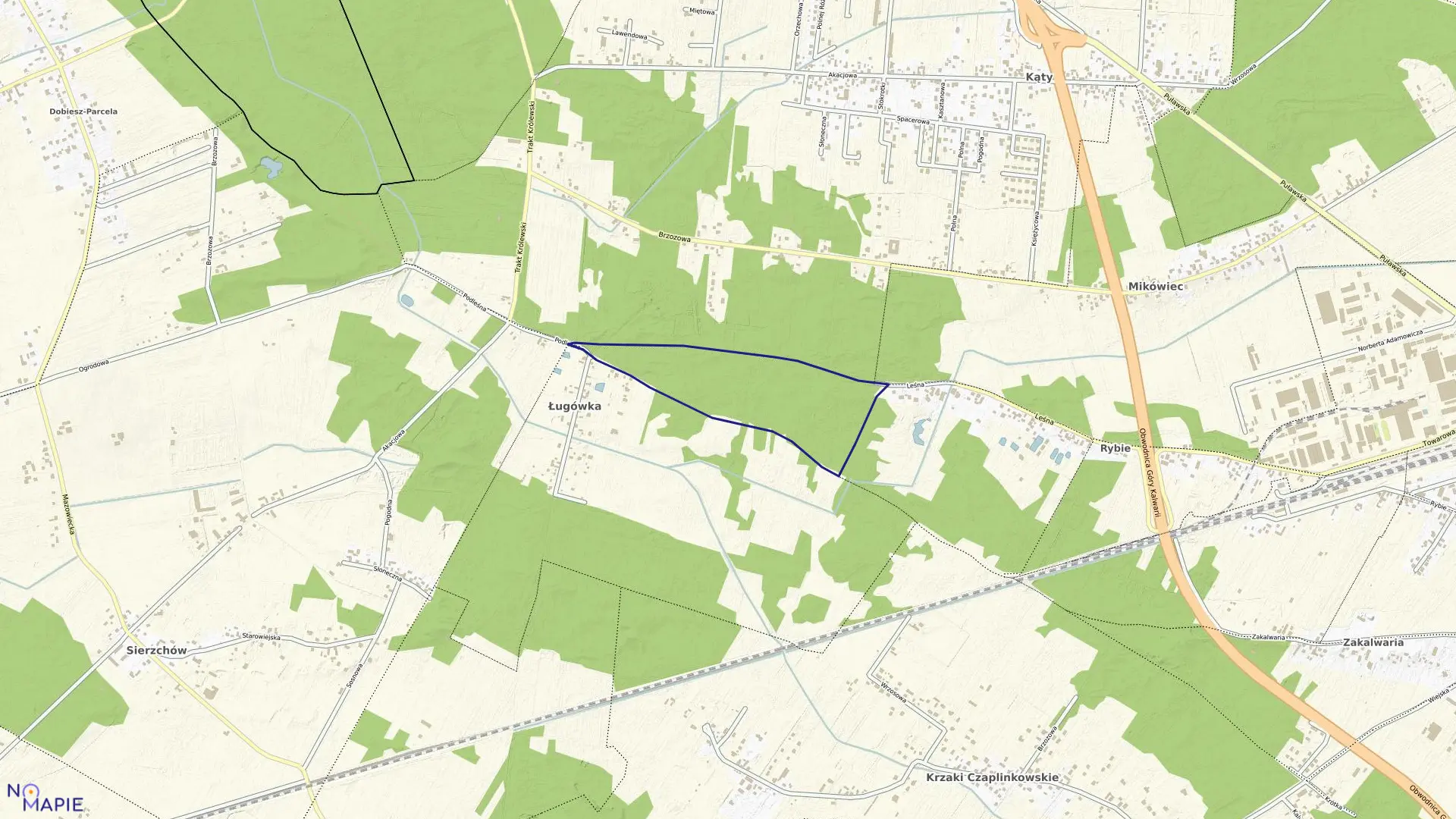 Mapa obrębu 14-01 w gminie Góra Kalwaria