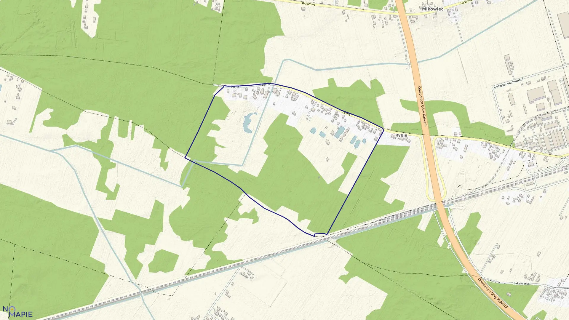 Mapa obrębu 14-02 w gminie Góra Kalwaria