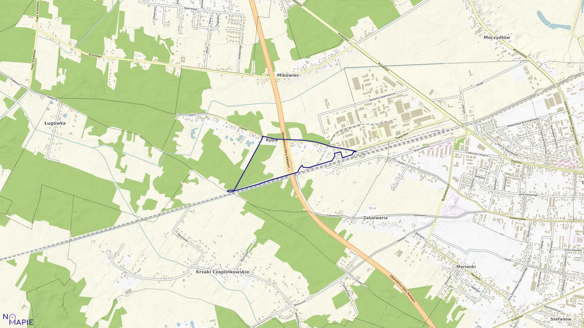 Mapa obrębu 14-03 w gminie Góra Kalwaria