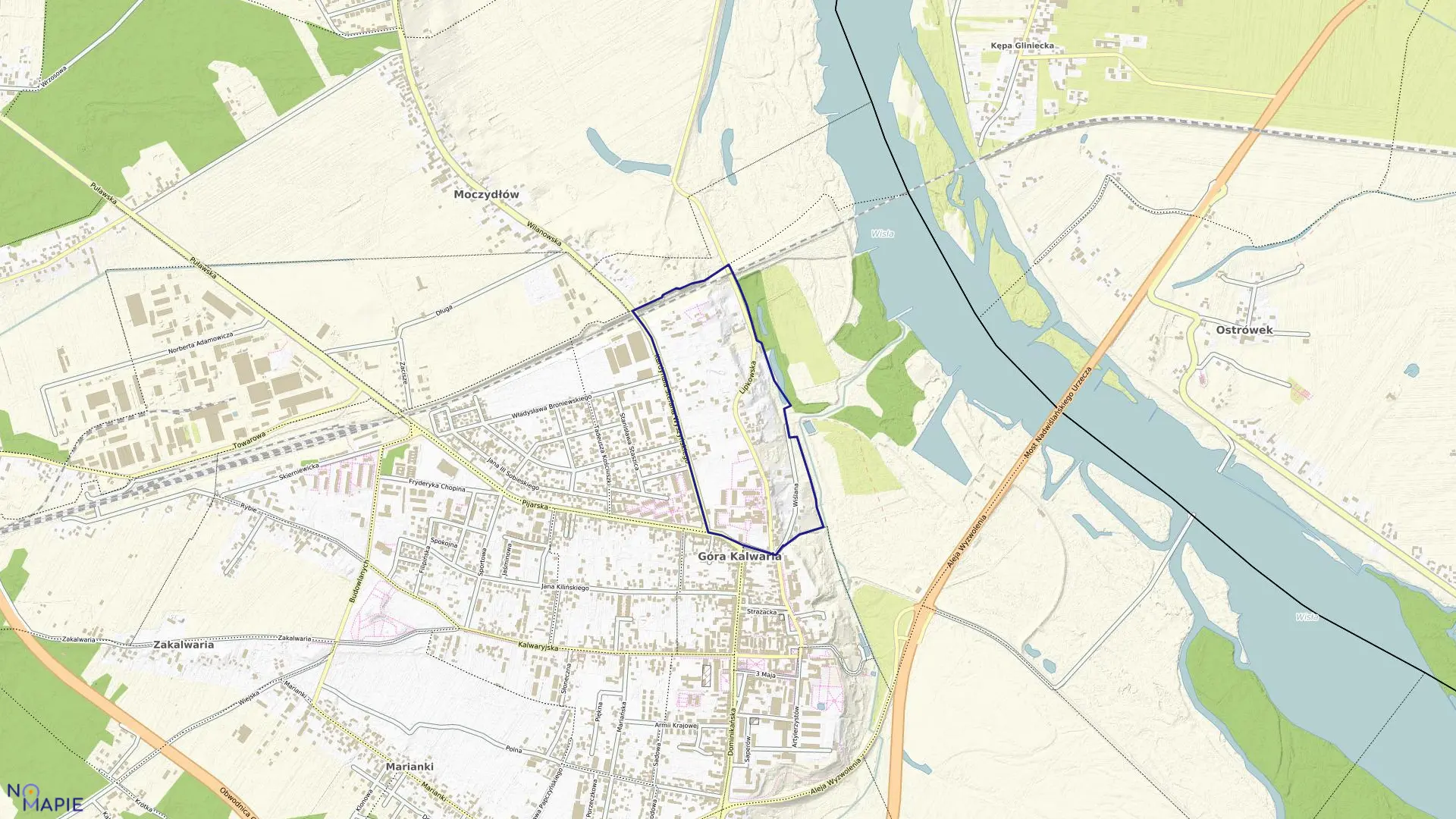 Mapa obrębu 7-01 w gminie Góra Kalwaria