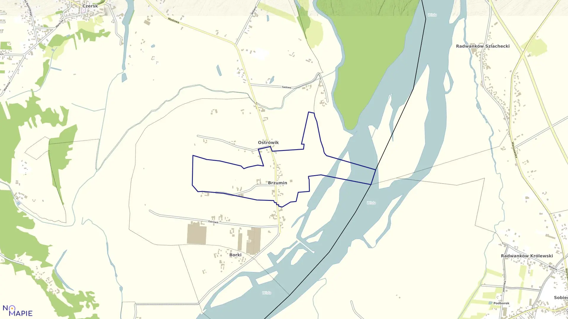 Mapa obrębu BRZUMIN w gminie Góra Kalwaria