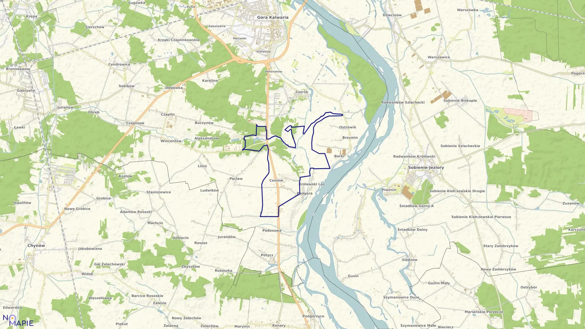 Mapa obrębu CONIEW w gminie Góra Kalwaria