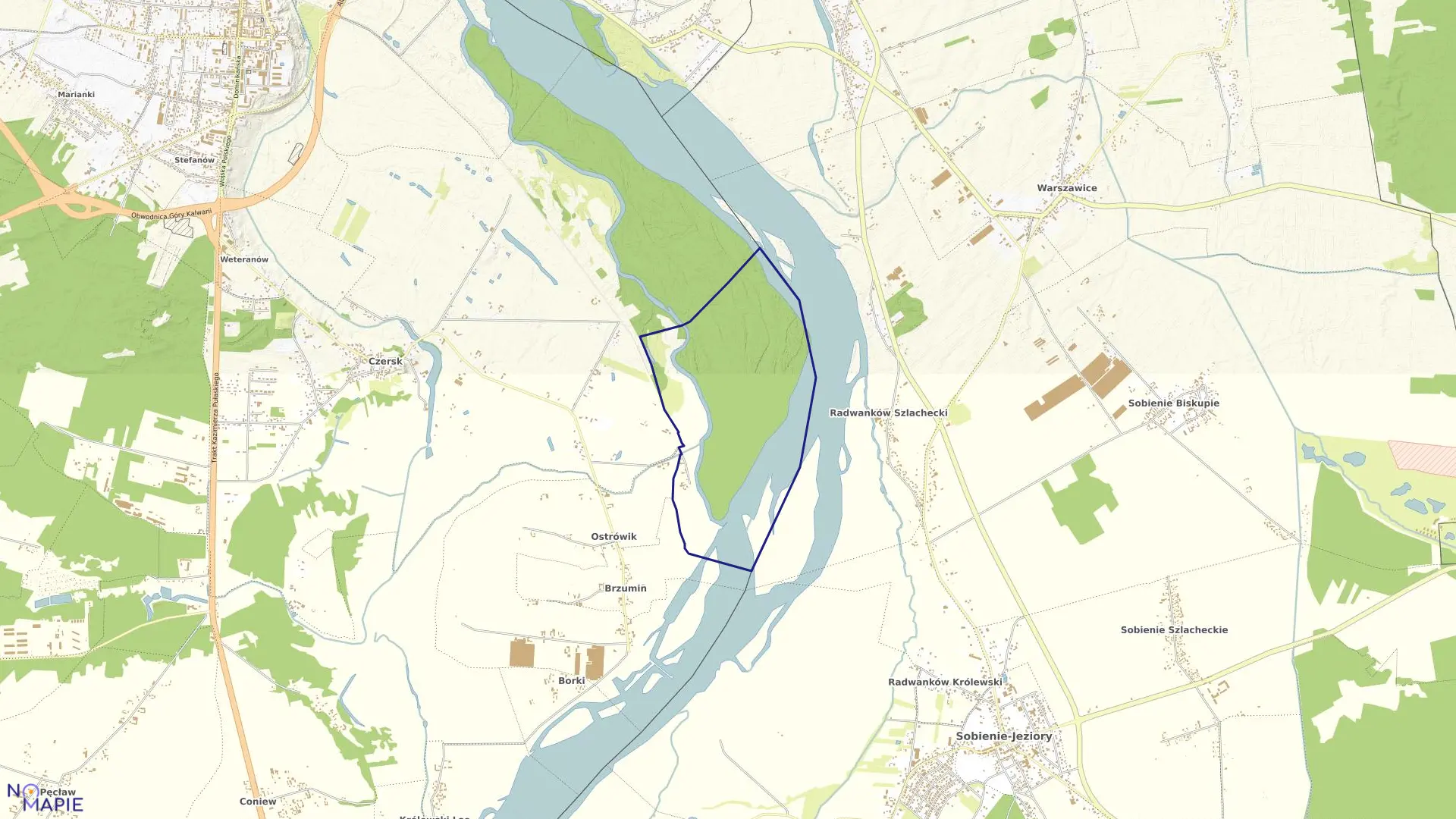 Mapa obrębu KĘPA RADWANOWSKA w gminie Góra Kalwaria