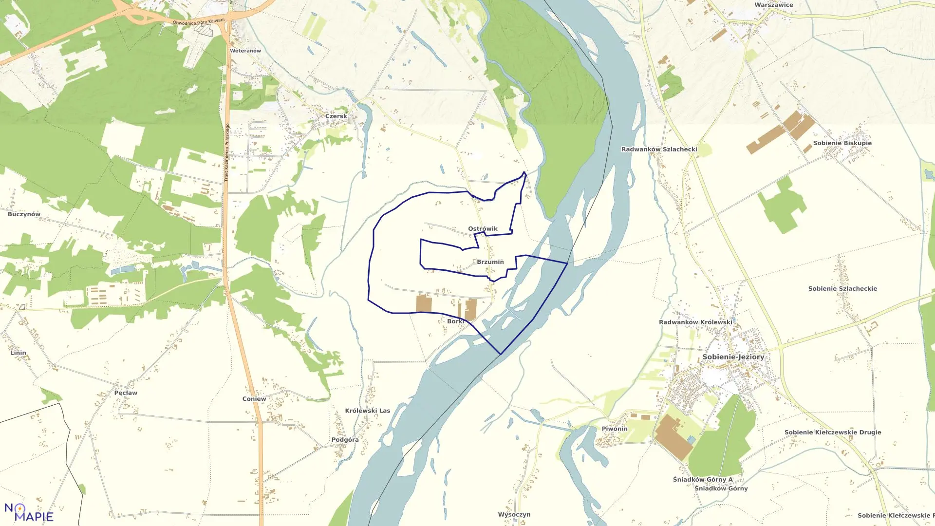 Mapa obrębu OSTRÓWIK w gminie Góra Kalwaria