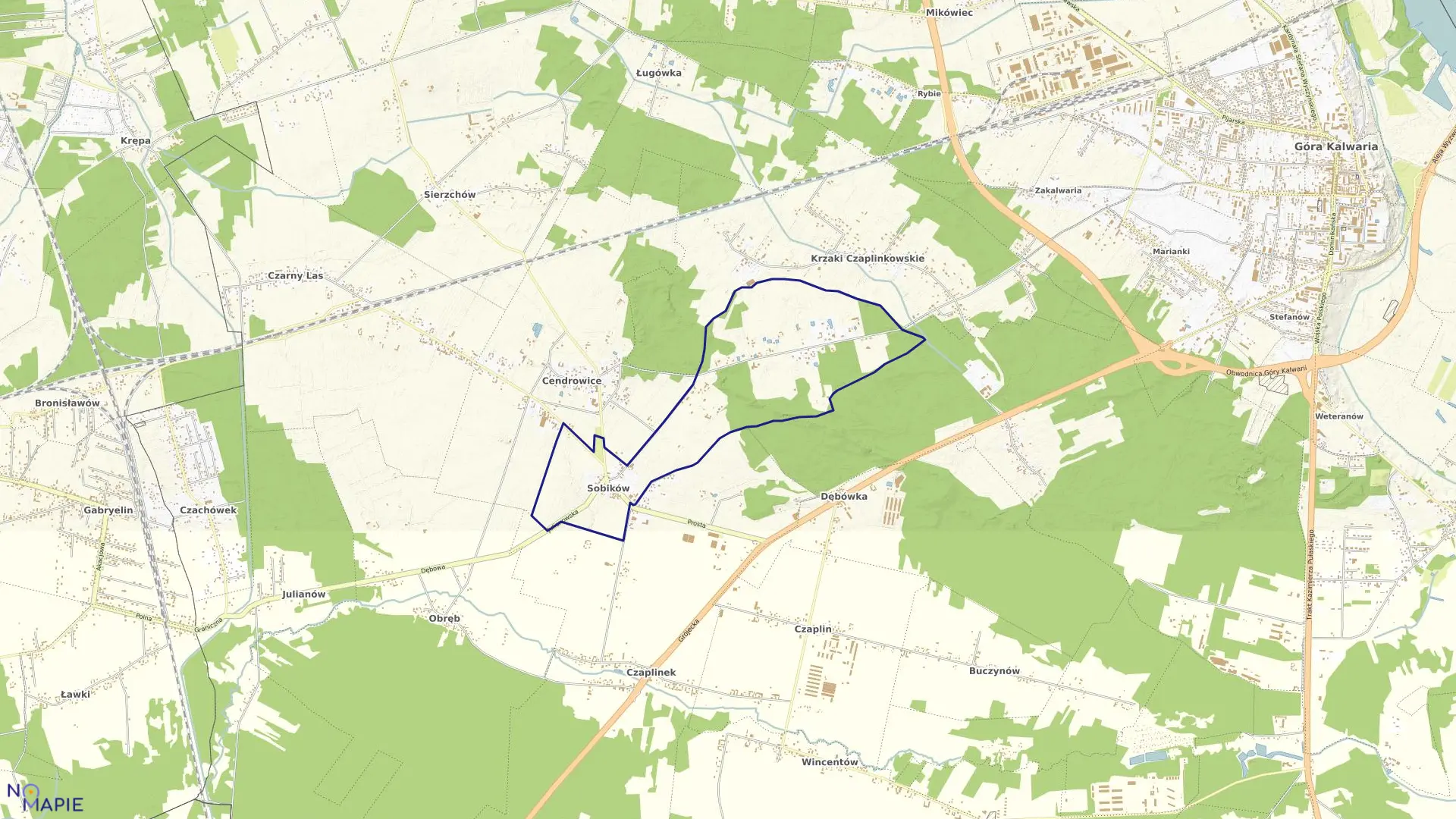 Mapa obrębu SOBIKÓW w gminie Góra Kalwaria