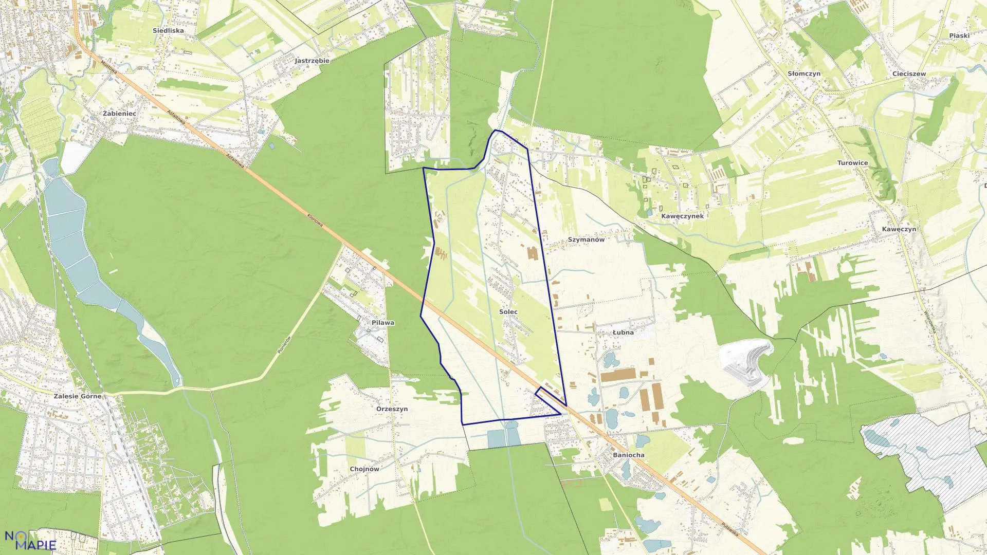 Mapa obrębu SOLEC w gminie Góra Kalwaria