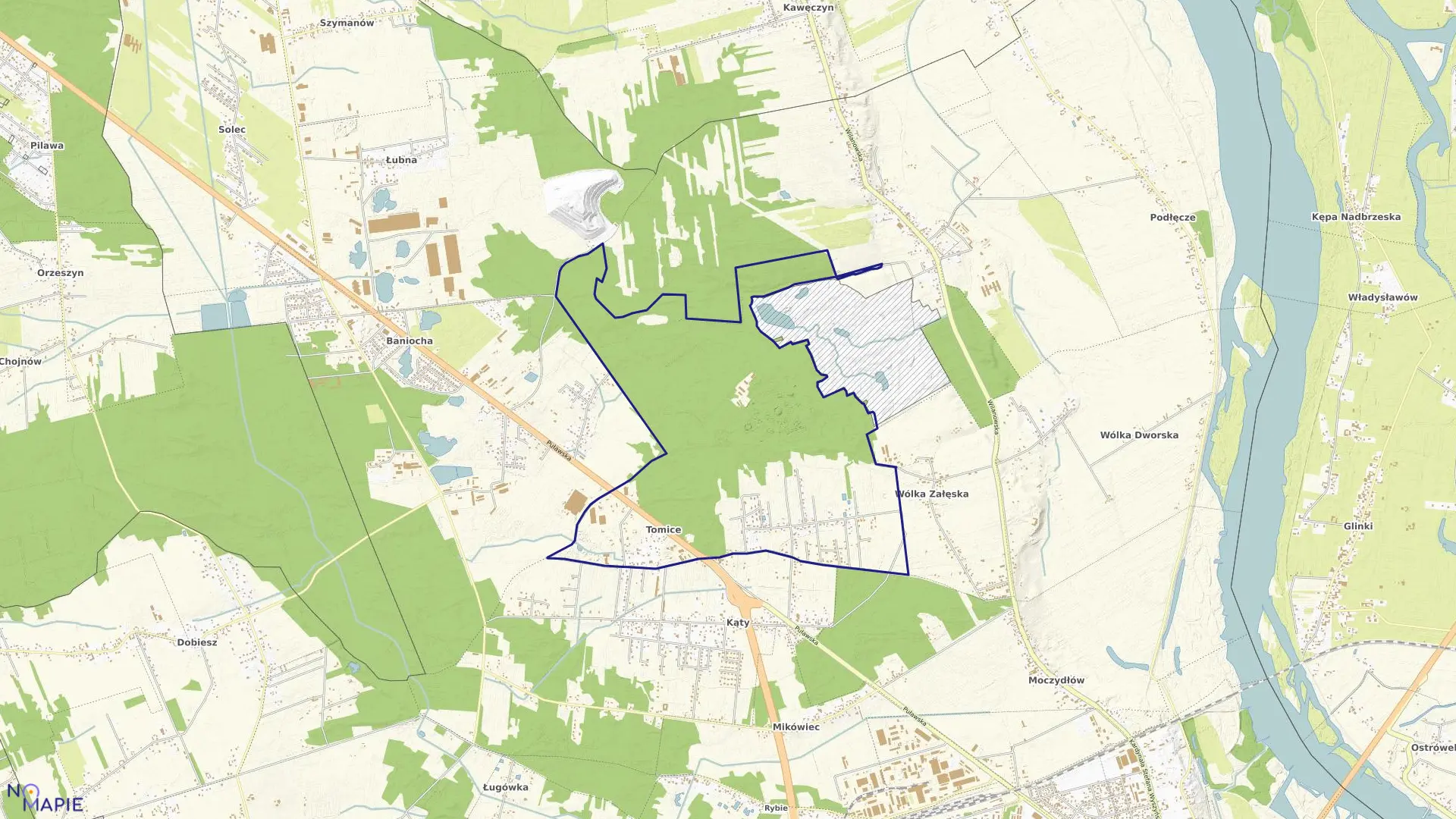 Mapa obrębu TOMICE w gminie Góra Kalwaria