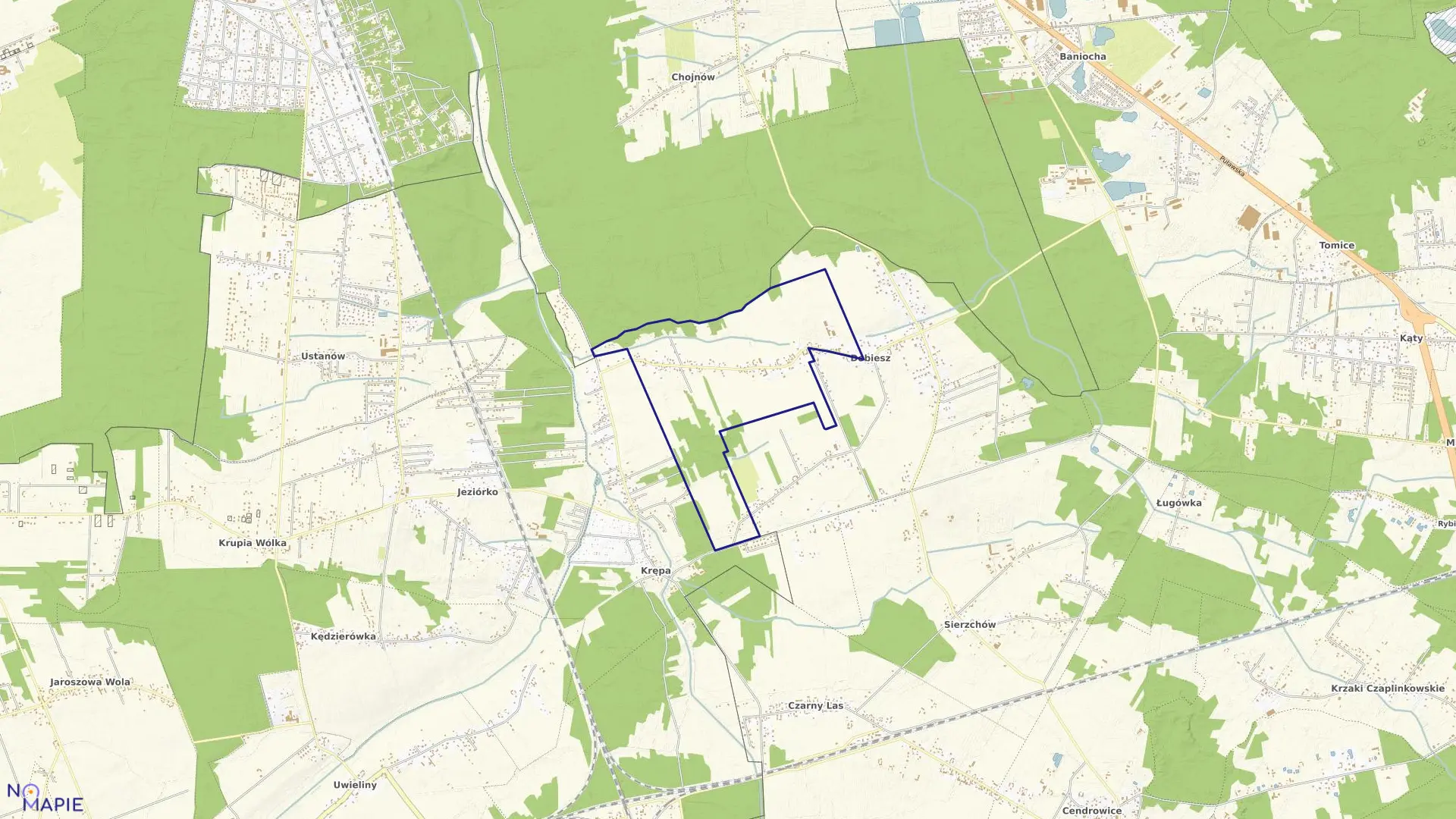 Mapa obrębu WOJCIECHOWICE w gminie Góra Kalwaria